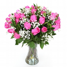 Encanto De Rosas pink No Vaso De Vidro