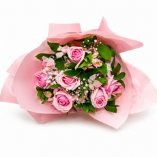 Buque De Astro e Rosas- Cor de Rosa