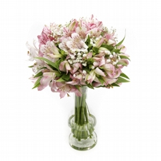 Arranjo de Astrom�lias Cor de Rosa No Vaso de Vidro